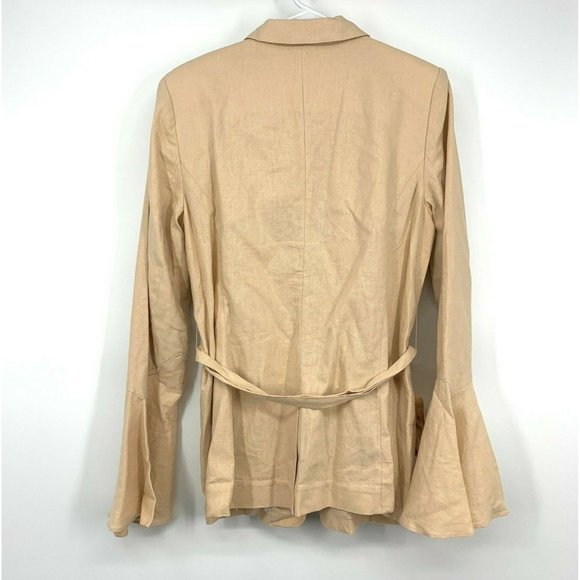 Free People Blazer Linen Blush Pink Flared Sleeve Tie Waist - Picture 10 of 12